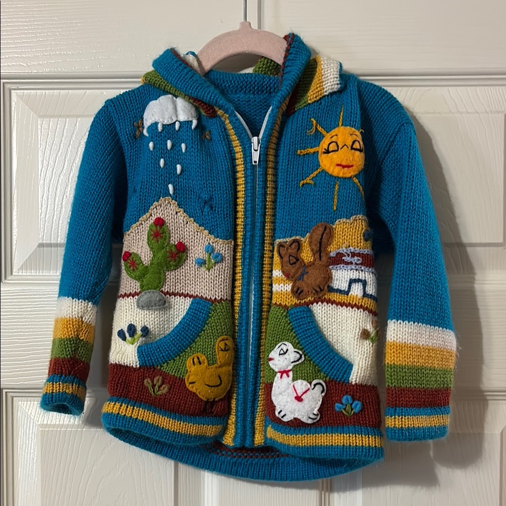 Colorful Children's Knit Hoodie